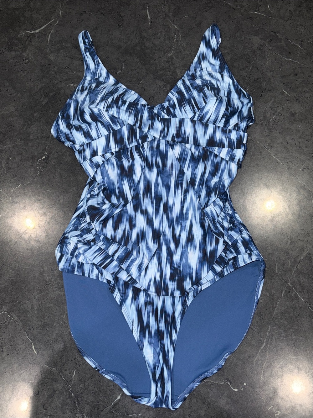 Anne Cole Blue Patterned One-Piece Swimsuit